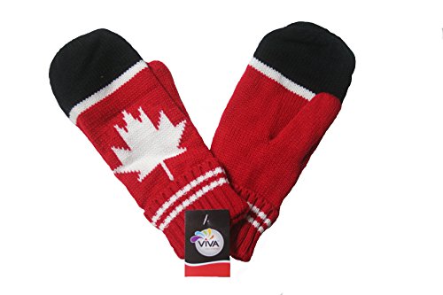 SUPERDAVES SUPERSTORE Canada Winter Red White Black with Maple Leaf Gloves..Viva... New