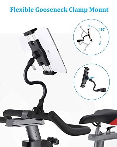 woleyi Spinning Bike Tablet Holder, Bicycle Exercise Bike Treadmill Goose Neck Tablet Holder for iPad Pro 12.9, 10.5, 9.7, iPad Air, iPad Mini, Samsung Tab, iPhone 4-13 Inch Smartphone Tablets