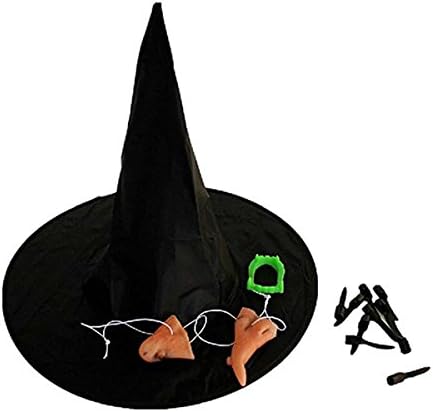 Picter Unisex Halloween Costumes Party Accessory Witch Hat Witch Nose and Chin Finger Nails Teeth