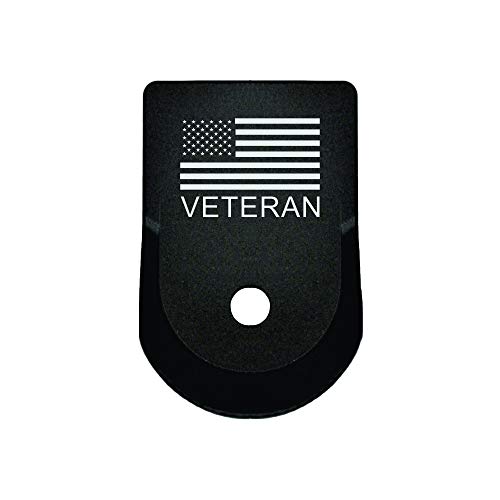 BASTION Laser Engraved Aluminum Finger Extension Grip Magazine Base Plate for Glock 9mm .357 .40 .45 Gap - Gen 1-5 - US Veteran