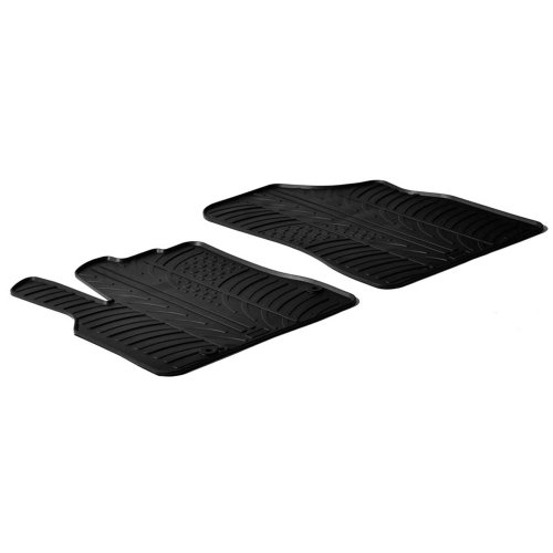 Gledring Rubber car mats set compatible with Citroen Berlingo / Peugeot Partner 2008-2018 (T profile 2-pieces + mounting clips)