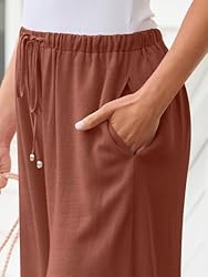 LILLUSORY Linen Pants Womens Flowy Wide Leg Beach