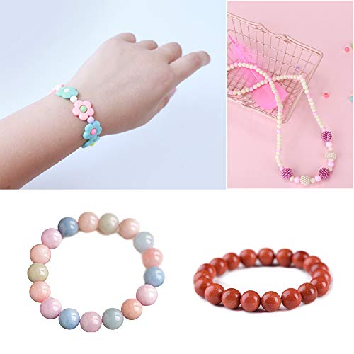 RoomDiary 3 Roll 1 mm Elastic Cord Beading Threads Stretch String Fabric Crafting Cords for Jewelry Making 100 Meters/Roll (3 Roll) - Thumbnail 4