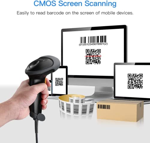 Eyoyo USB 2D Barcode Scanner, Handheld Wired 1D QR PDF417 Data Matrix Bar Code Scanner with USB Cable for Mobile Payment, Convenience Store, Supermarket, Warehouse…