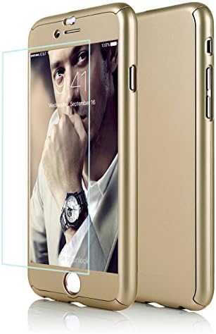iPhone 6 Plus Case, DecaStars [Ultra-thin Series] 2-in-1 Full-body Protective Back Cover [Slim Fit] with Tempered Glass Screen Protector for Apple iPhone 6 / 6s Plus Case 5.5" - Gold