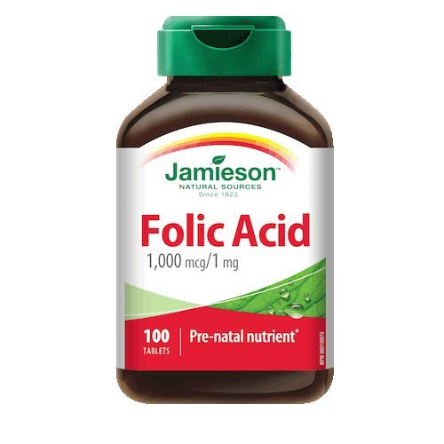 Folic acid 1 mg-100 tablets brand: jamieson laboratorie…