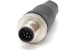 Elecbee M12 Cable Connector Circular Waterproof Aviation Plug Field Installable Screw Termination Unshield Straight (8 Pin Male A-Code)