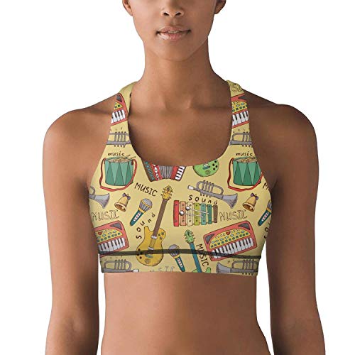 Ultra Soft Yellow Easy musicman Guitar Sports Yoga Bra for Women