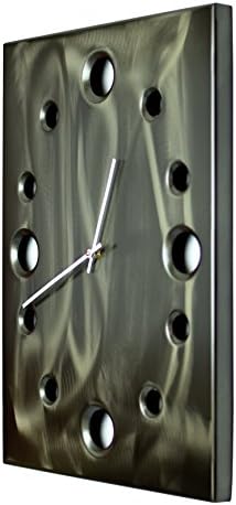 Gray Shades, Large Rectangular Metal Powder Coated Wall Clock, Sleek, Industrial, Modern and Unique, Silent (non-ticking)