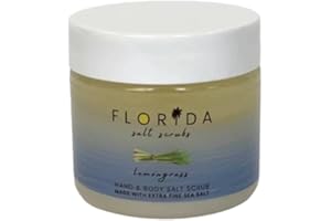 FLORIDA SALT SCRUBS Sea Salt Body Scrub by Florida Suncare - Ocean Salt Body Polish Infused with Marine Algae - Exfoliating Face and Body Scrub - Facial Scrub Exfoliator to Tackle Acne (Lemongrass, 3.3 oz)
