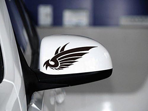 Ertch 2 Pcs Angel Wings Car Rearview Mirror PVC Reflective Decal Sticker Automobile Fuel Tank Cap Stickers (black)