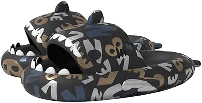 Amazon.com | HUAZUMEI Cute Cartoon Shark Slides,Quick Drying Non-Slip Slides, Bathroom Slides 