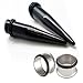 Gauges Kit 4 Pieces Acrylic Black Tapers with Plugs Steel Single Flared Tunnels 20mm Stretching Kit