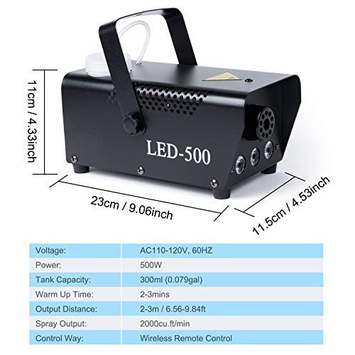 ã€2019 Upgradedã€‘Fog Machine with Lights,Wireless Remote Control MOMSIV Portable Smoke Machine with Colorful LED Lights for Christmas,Holidays,Parties,Weddings,Halloween (500W)