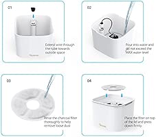 Dadypet Fontaine à Eau Pour Chat Chien Fontaine à Fleur Pour Chat Distributeur Eau Pour Chat Avec Filtre 2l électrique Et Silencieuse