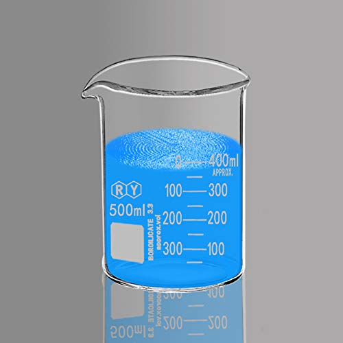 Glass Beakers 500ml Borosilicate Graduated Measuring Low Form Beaker - Thumbnail 6