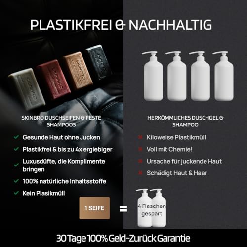 SKINBRO Solid Shower Gel Men London Classic - Shower Soap Men Elegant & Woody, Oud - Made in Germany, Shampoo Men Vegan & Sustainable - Silicone-Free, Soap Piece, Solid Soap, Natural Soap 100 g