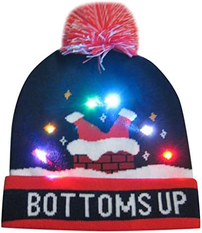 Novelty Hat, Toamen Colorful LED Light-up Merry Christmas Knit Hat Beanie Hairball Warm Cap Gifts, LED Light Detachable