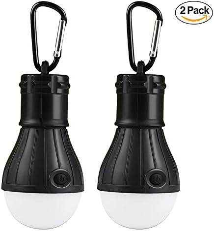 LED Camping Light, Firstbuy LED tent lamp Hurricane Emergency Tent Lantern, 2 Pack 4 Modes AAA Battery Powered Lamp, Portable Equipment for Backpacking Camping Hiking Emergency Storm Outage, Black