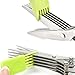 CETHIAS Herb Scissors,Multipurpose Kitchen Stainless Steel Shear with 5 Blades & Cover with Cleaning Comb & BONUS Cleaning Brush,Green