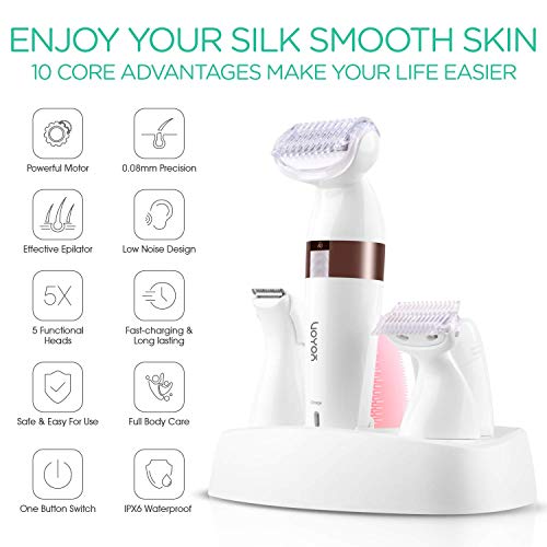 VOYOR Electric Shaver for Women Bikini Trimmer Hair Remover for Face Body, 5 in 1 Groomer Kit Lady Shaver Bikini Razor… - Image 2