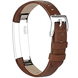 Vancle Band Compatible with Fitbit Alta/Fitbit Alta HR 2017 Leather Wristband Adjustable Replacement Accessories Strap with Buckle for Fitbit Alta and Fitbit Alta HR (Coffee)