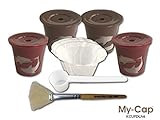My-Cap Reusable Coffee Brew Basket for Keurig K-Cup Packs and Filters for Keurig® K-Cup Brewer K75, K45, B60, B70, B130, K40, B40, K60, B145, B150, B140, K150, K70, B30, K145, K155, B155, B44, B200, B3000, in lieu of Keurig® refillable My K cup Ecobrew, Solofil, and from My-Cap (4 Reusable Packs)