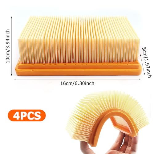 4 pieces for Kärcher vacuum cleaner filters, for Kärcher WD4 WD5 WD6 MV4 MV5 MV6 multi-purpose vacuum cleaner with 1 brush, flat fold filter for vacuum cleaner accessories for Karcher wet, multi-purpose vacuum cleaner replacement