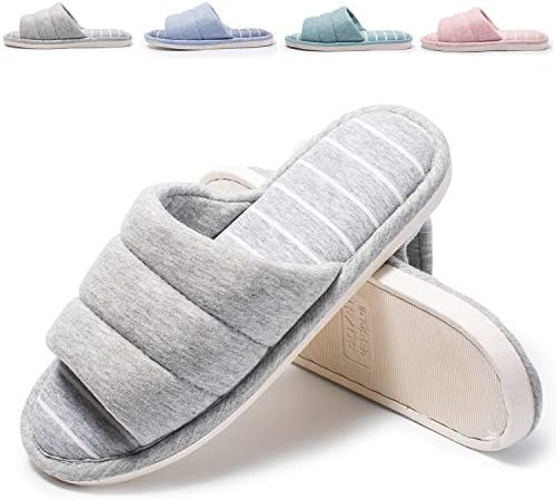 Women's Soft Indoor Slippers Open Toe Cotton Memory Foam Slip on Home Shoes