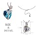 “Rose Heart” Heart Shape Elegant Pendant Necklace Made with Swarovski Crystal (blue)
