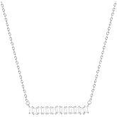 Vxddy Necklace for Womens Baguette-Cut Bar Dainty Pendant Women Necklaces Sterling Silver Modern Fashion Jewelry