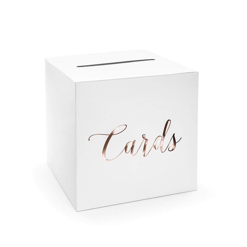Wedding Card Postbox White with Rose Gold Lettering 'Cards'