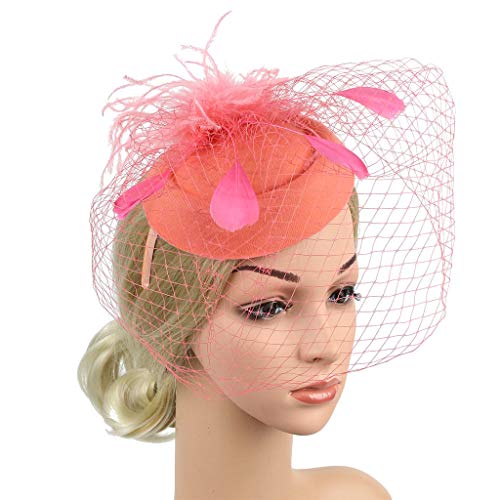 BCDshop Women Retro Headpiece Flower Ribbon 20S Flapper Headband Party Wedding Fascinator (Orange)