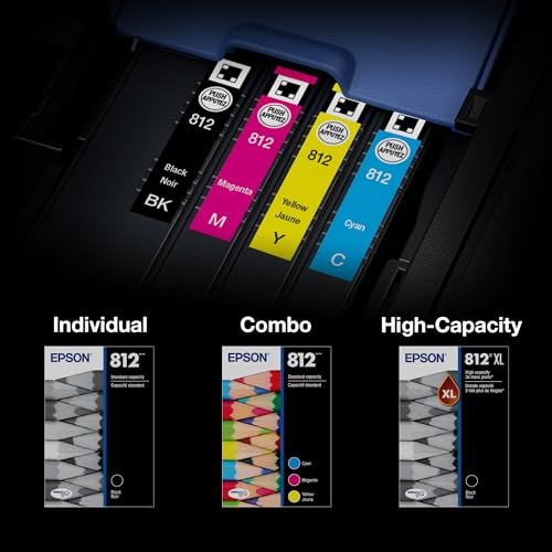 EPSON 812 DURABrite Ultra Ink High Capacity Black & Standard Color Cartridge Combo Pack (T812XL-BCS) Works with WorkForce Pro WF-7310, WF-7820, WF-7840, WorkForce EC-C7000