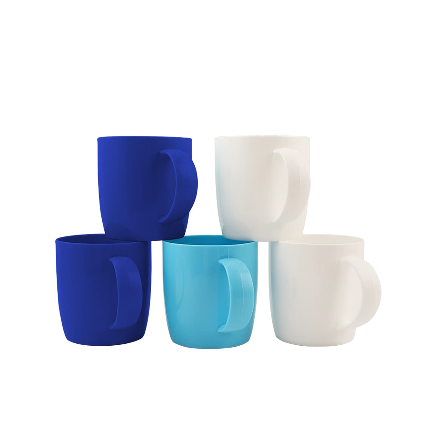 Photo 1 of fulong Reusable Plastic Drinking Cup with Handle, BPA Free Microwave & Dishwasher Safe Food Grade PP 13 Ounce Coffee & Milk Mug Set of 5 (Blue)