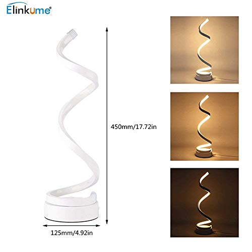 Modern Spiral LED Table Lamp - ELINKUME 12W Smart Dimmable Curved LED Desk Lamp, Contemporary Minimalist Design, Warm White Light, Creative Acrylic LED Modeling Lamp Perfect for Bedroom Living Room