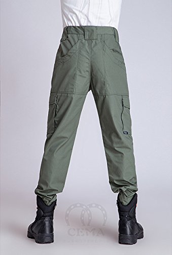 Noga Men's Outdoor Flat Front Work Multi Pockets Quick-Drying Casual Caro Swat Tactical Pants for Spring Summer Autumn (Army Green, 36/XL)