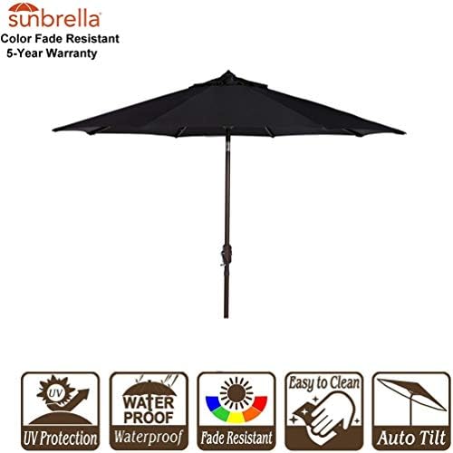 Amazon Com Sunbrella Umbrellas 9 Ft Patio Umbrella Auto Tilt Crank Black Sunbrella Fabric Non Faded Umbrella Vented Canopy 9 Crank Tilt Sunbrella Black Garden Outdoor