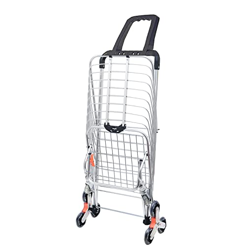 Shopping Cart with Wheels 50L Large Capacity Wheeled Shopping Cart