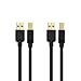 Cable Matters 2-Pack 5Gbps USB 3.0 Cable - 6ft, USB A to B Cable, USB3 Cord with Type-B 3.0 Connector for Hard Drive Enclosure/Built-in Hub and More, Black