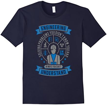 Men's Engineer Solving Problems Funny Engineering T-Shirt Medium Navy