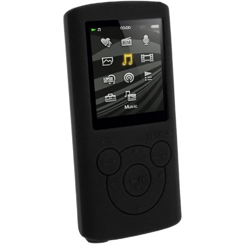 iGadgitz Black Silicone Skin Case Cover for Sony Walkman NWZ-E384 4GB 8GB + Screen Protector - Thumbnail 3