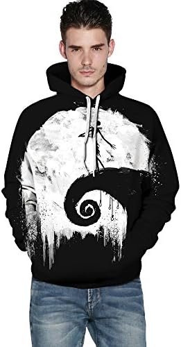 Hoodie, MagiQK Halloween Punk Sweatshirts, Funny 3D Printing Street Snap Lover's Hoody, Black &amp; White Pullover (S/M, Men)