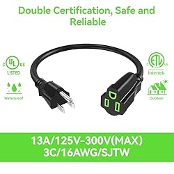 Power Extension Cord 1FT/12Inch(10 Pack), Short 3