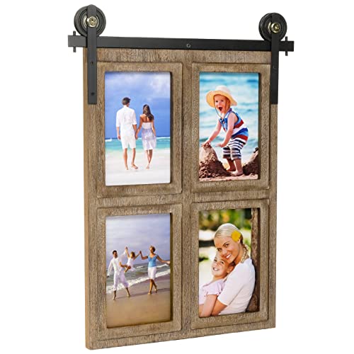 EXCELLO GLOBAL PRODUCTS Barndoor Collage Frame Holds Four 4x6 Photos