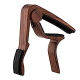 Acoustic Guitar Capo, BoNing Single Handed Quick Change Capo for Guitars Ukulele Banjo Mandolin Bass (Rosewood)
