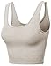 Xpril Basic Solid Sleeveless Crop Tank Tops Oatmeal Size L