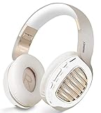Bluetooth Headphones, Riwbox WB5 Bluetooth 4.2 Wireless Foldable Headphones Over Ear with Microphone, 5 EQ Sound Modes, Soft Memory-Protein Earmuffs, Wireless and Wired Headset for PC (White Gold)