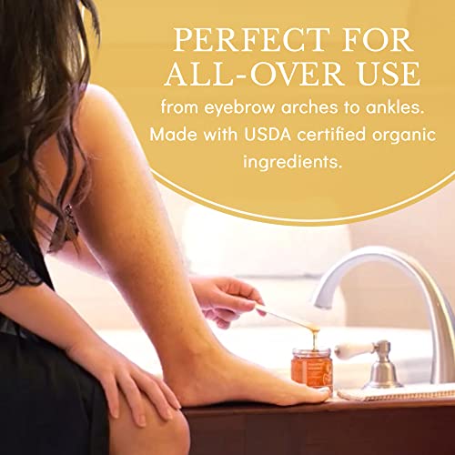 MOOM - Organic Sugar Wax Hair Removal Kit for Underarm, Face & Bikini, Infused with Tea Tree Oil, Includes Wax Strips & Sticks, Ideal for Sensitive Skin - 6 oz