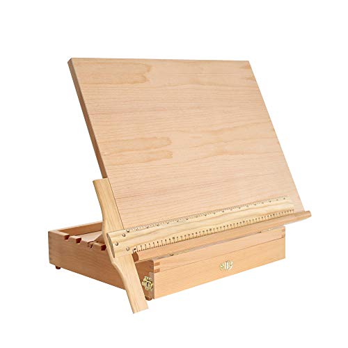 US Art Supply Adjustable Wood Artist Drawing & Sketching Board with Storage Drawer